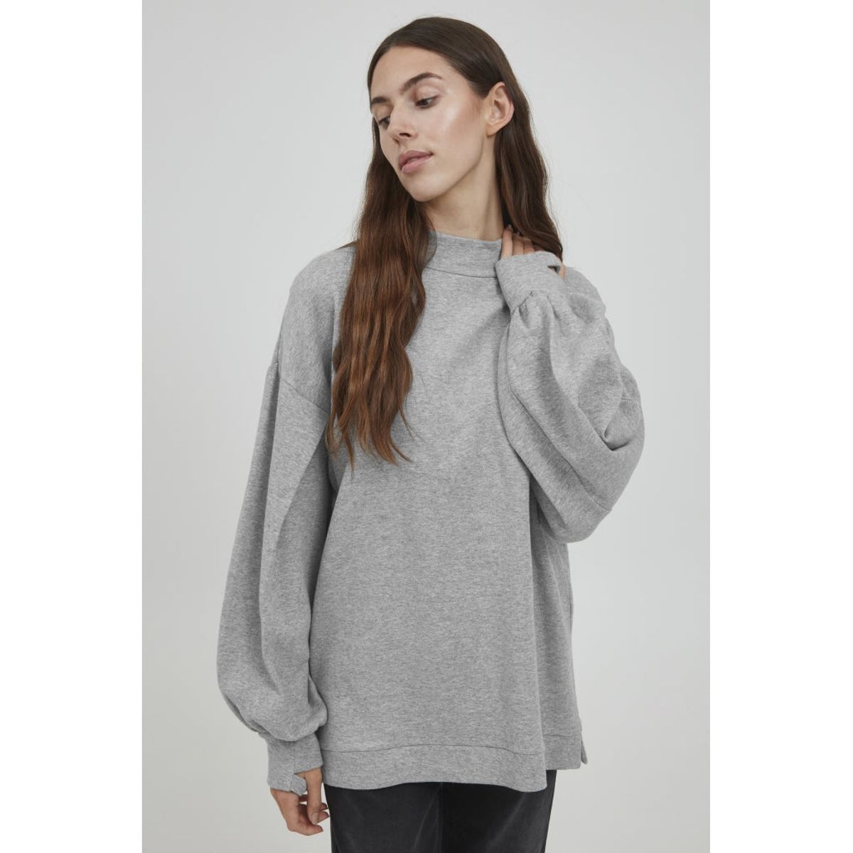 ICHI dame sweatshirt IHAZANI - Light Grey Melange