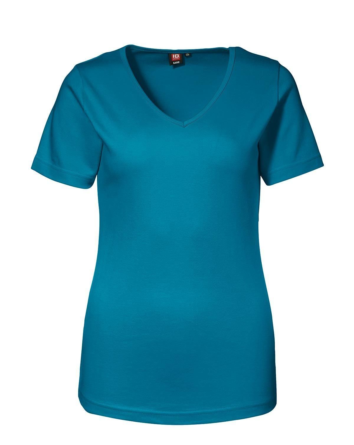 ID Feminin V-hals T-Shirt Turkis