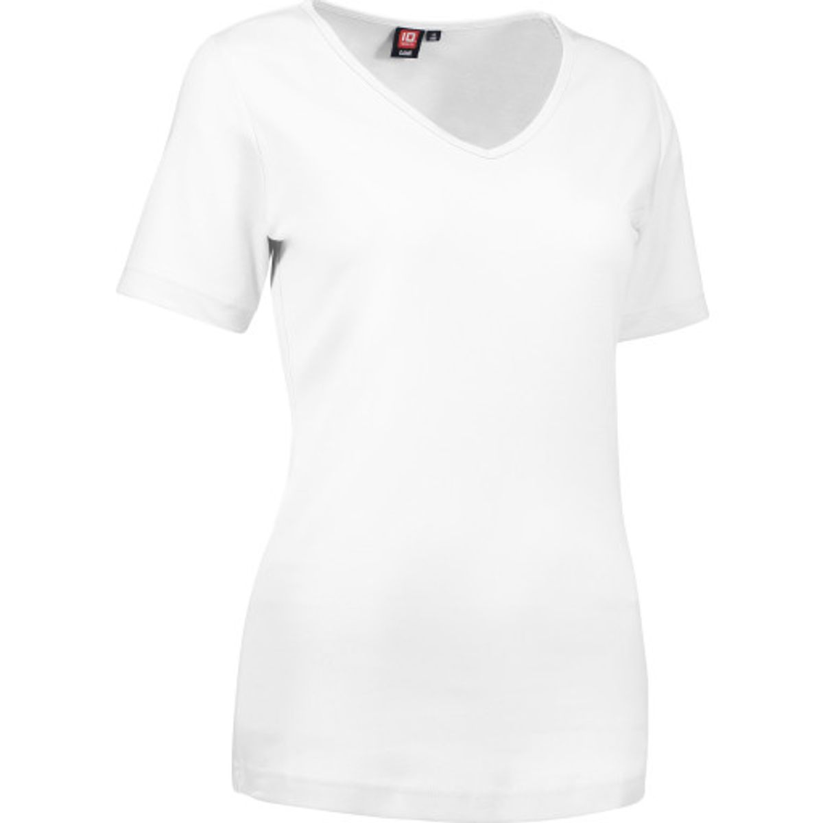 ID, Interlock dame T-shirt 0506, V-hals, hvid, str. 3XL