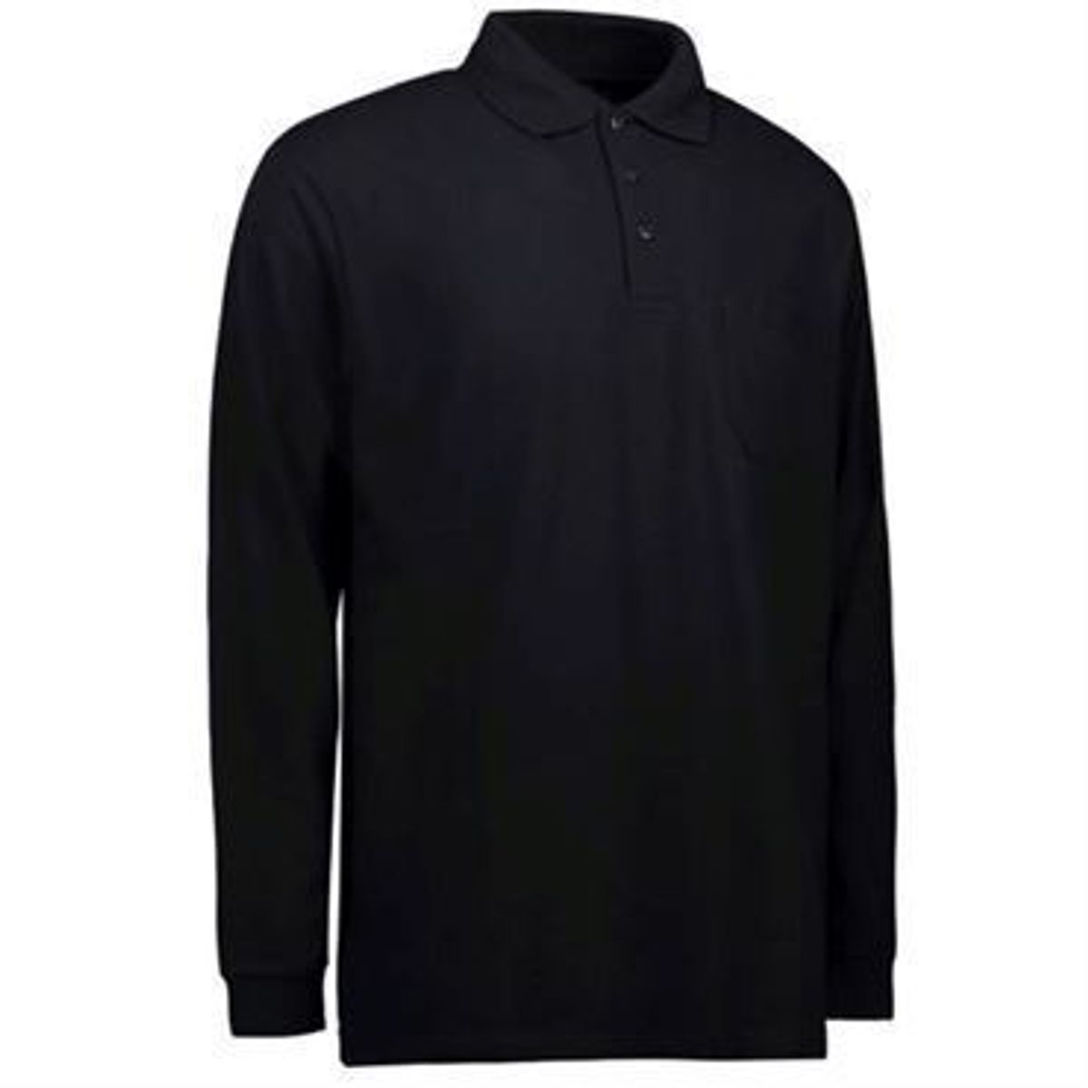 Id Pro Wear Polo Med Brystlomme Og Langeærmer 0326 Sort-2xl