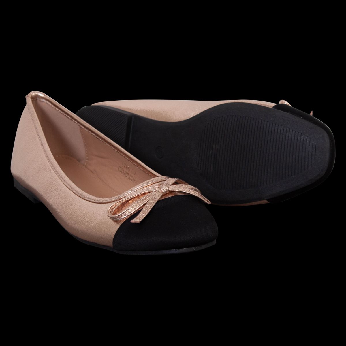 Ideal Shoes Dame Ballerina - Champagne - 36