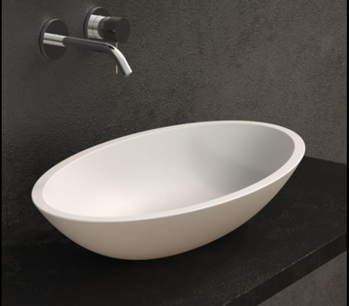 Ideavit Solidjazz bordmonteret håndvask 60 x 35 cm Solid surface - Mat hvid