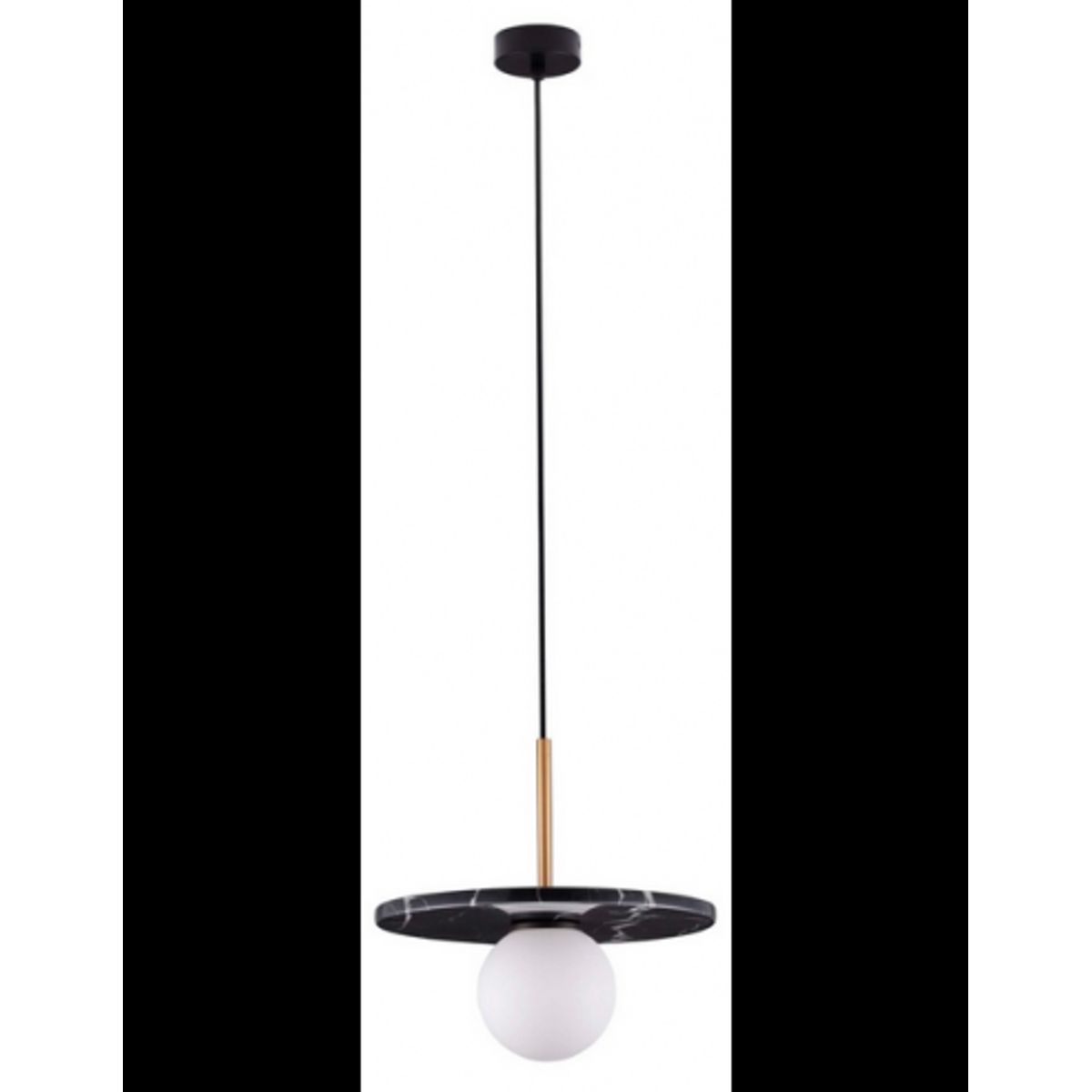 IDOR Loftlampe i marmor og opalglas Ø30 cm 1 x G9 - Sort marmor/Messing