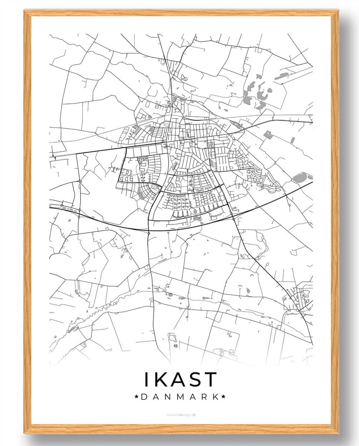 Ikast by plakat - hvid (Størrelse: L - 50x70cm (B2))