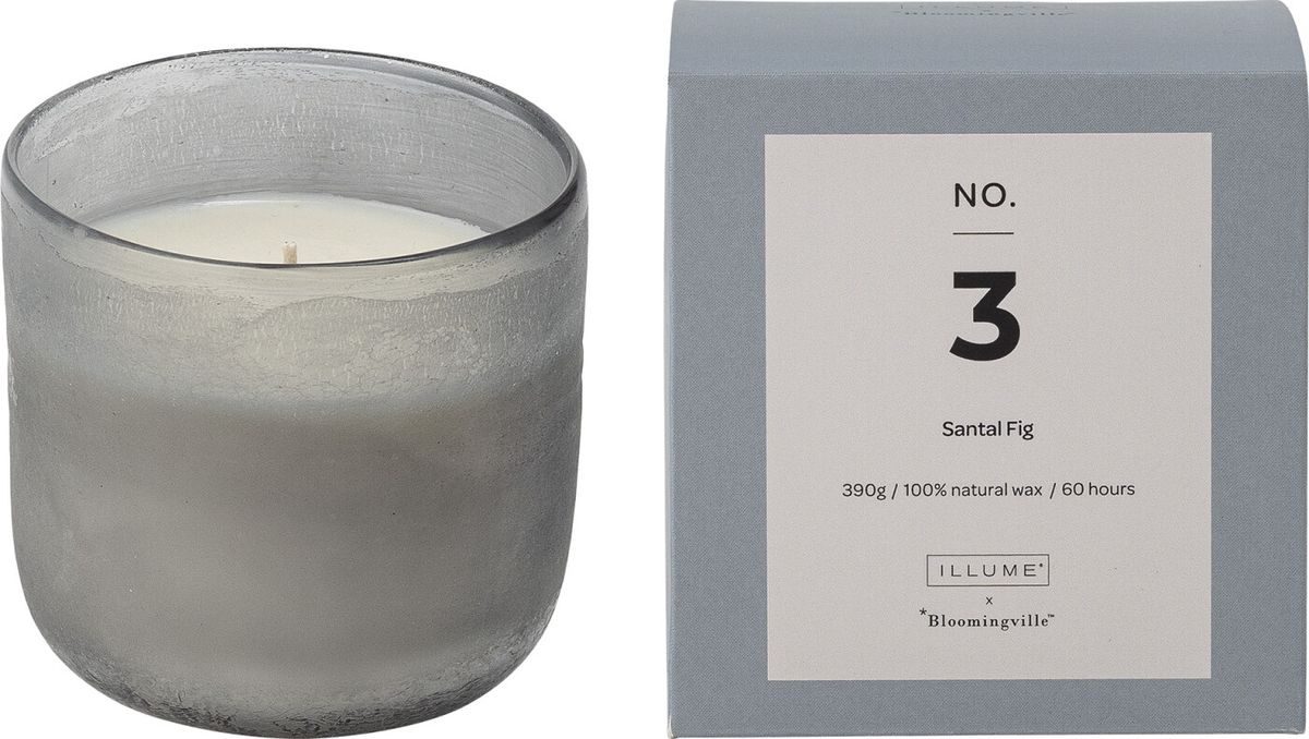 Illume X Bloomingville - No. 3 - Santal Fig Duftlys - Blå - Sojavoks