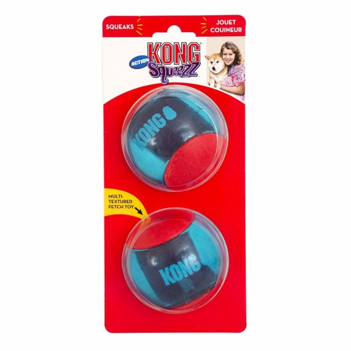 Imazo - Kong squeezz actionball rød 2stk 8cm hundelegetøj - Hundelegetøj