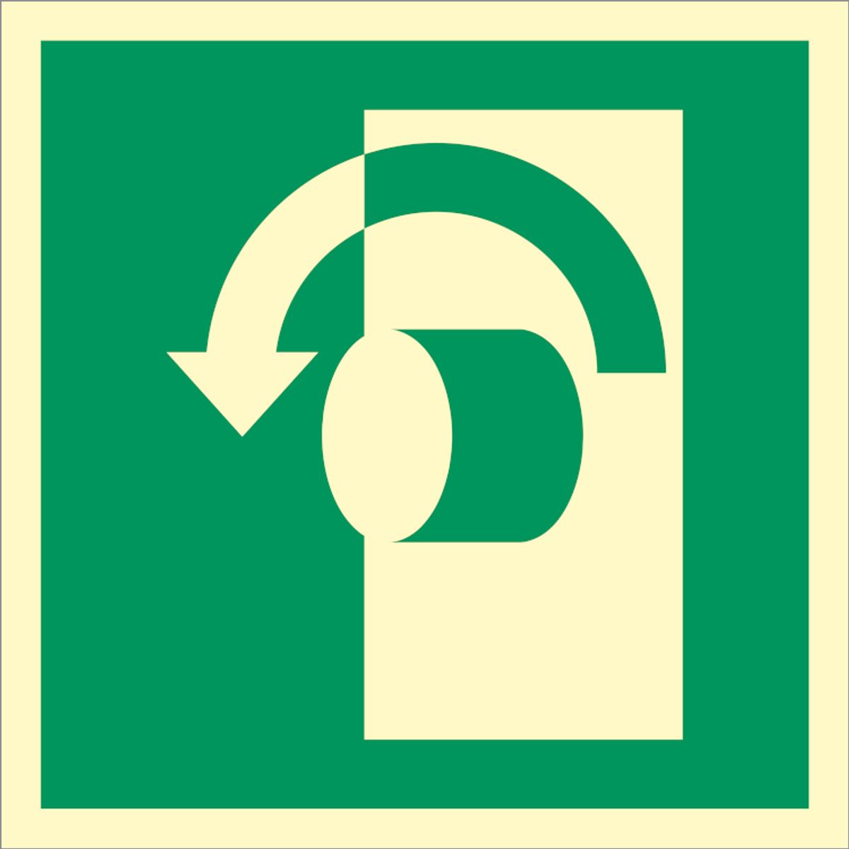 IMO sign - Turn anti-clockwise to open