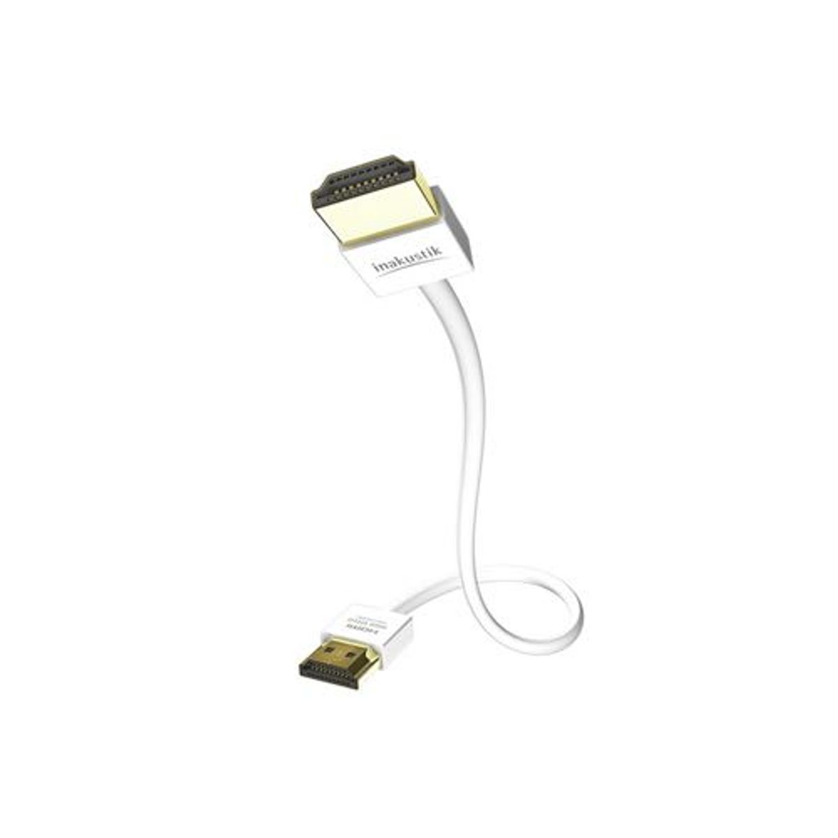 In-akustik - 2.0 High Speed HDMI Slim (Han-Han) (Hvid) - 4K@60Hz - 0,75 m