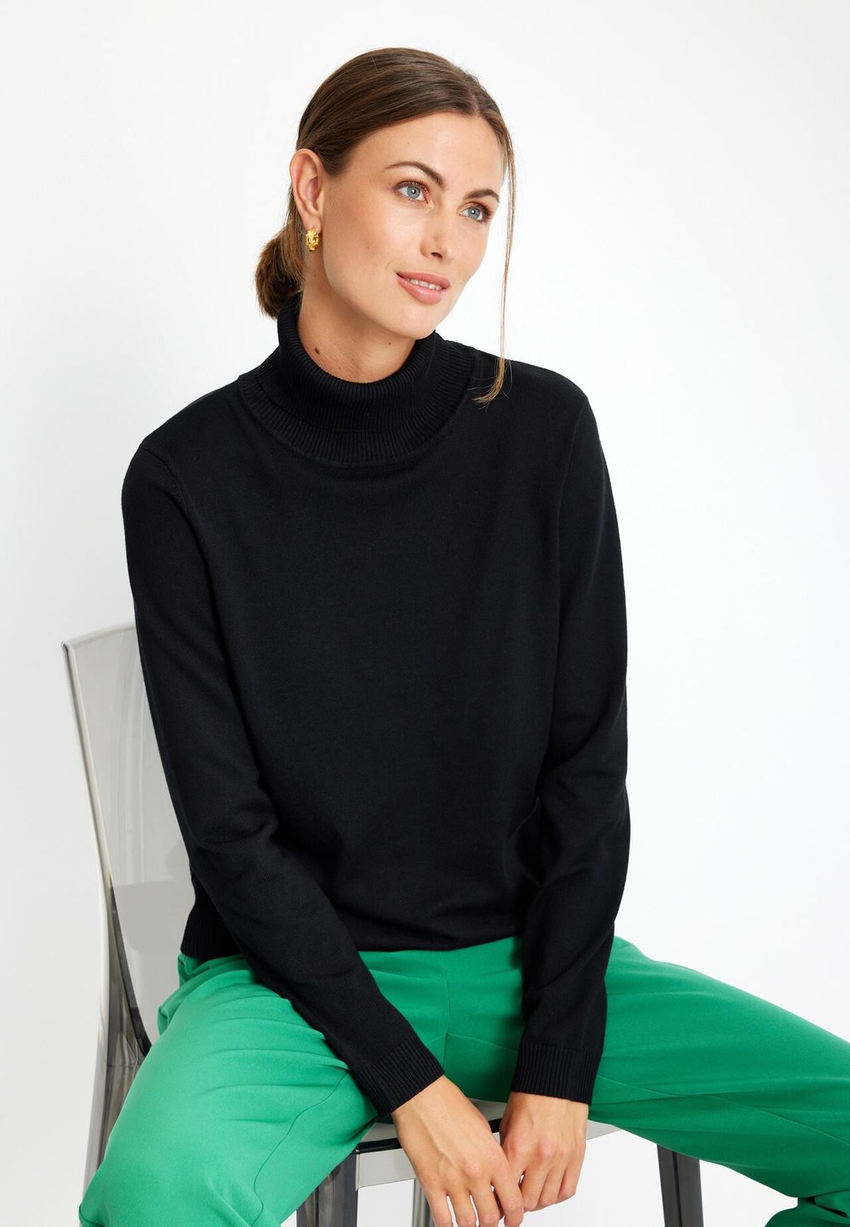 IN FRONT Camille High Neck Pullover, Farve: Black, Størrelse: M, Dame