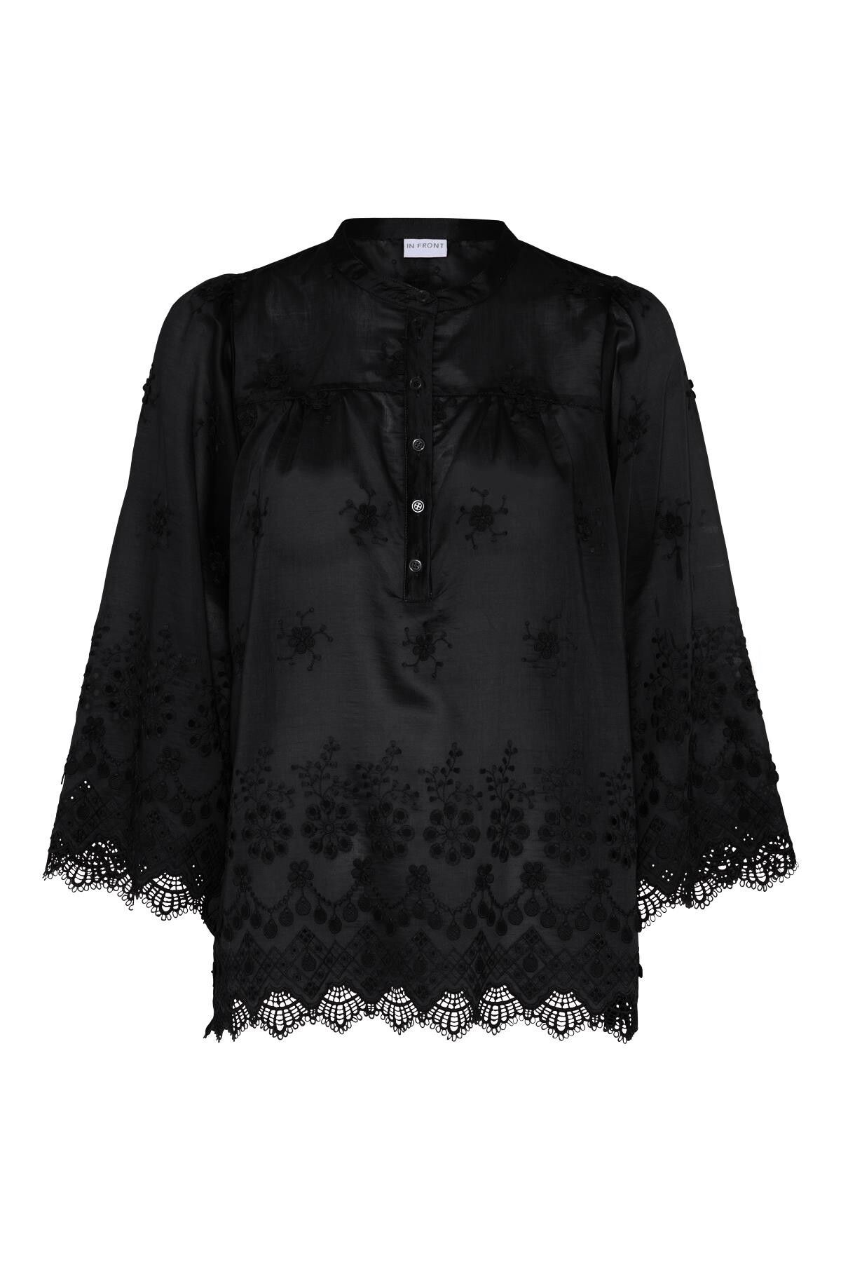 IN FRONT Esme Bluse, Farve: Black, Størrelse: XL, Dame