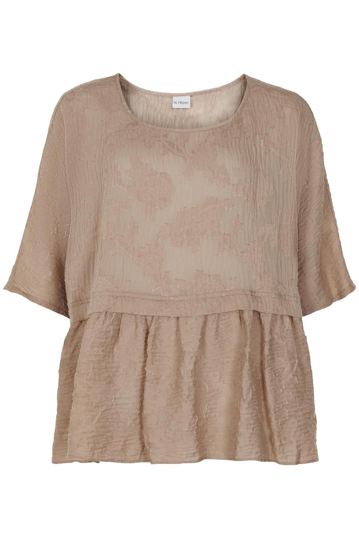 IN FRONT Fine Bluse, Farve: Sand, Størrelse: L/XL, Dame