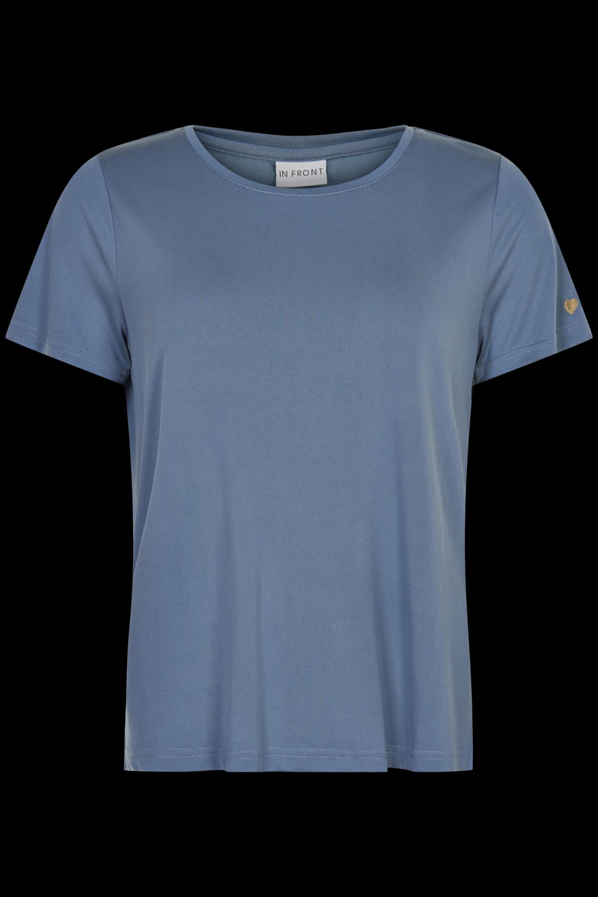 IN FRONT Nina T-shirt, Farve: Dusty Blue, Størrelse: XL, Dame