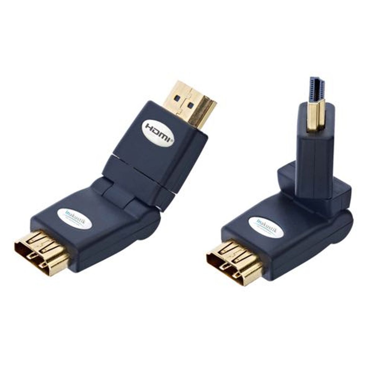 Inakustik - Premium HDMI vinkel adapter 360 ° (Han-Hun) (Blå) - 4K@60Hz - 0,1 m