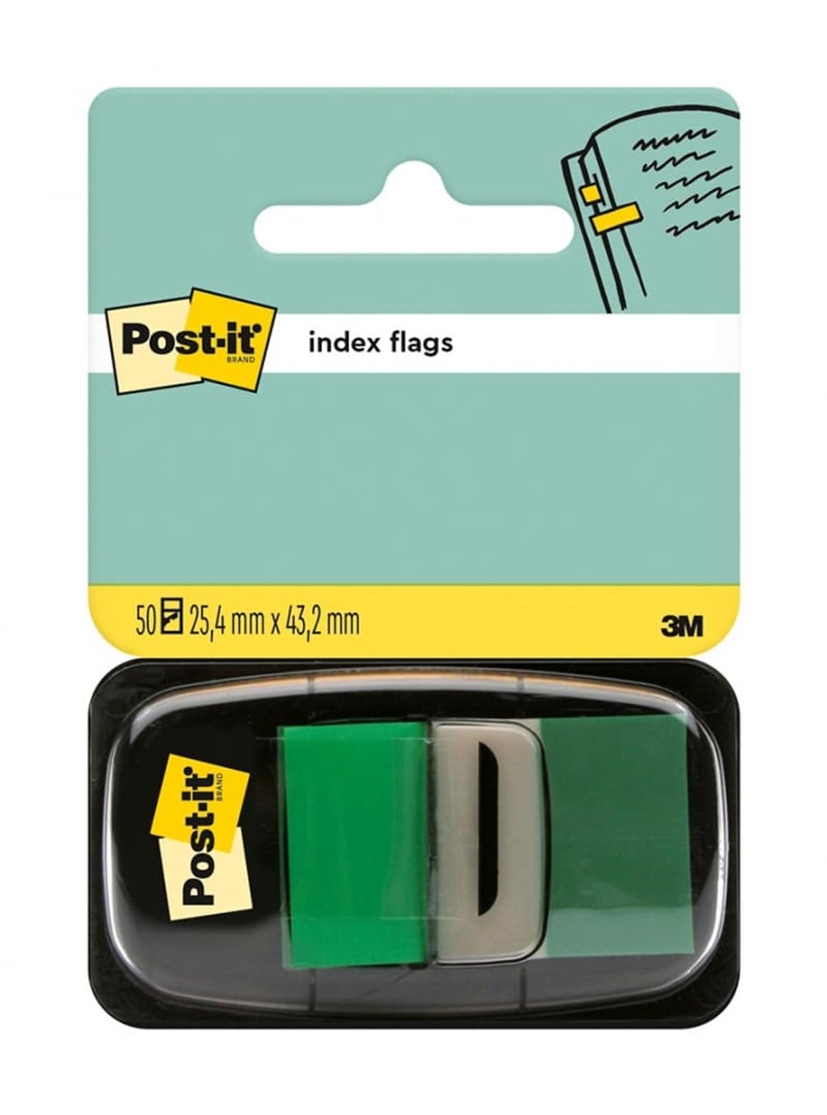 Indekseringsfaner POST-IT® (680-3), PP, 25x43mm, grønne, 50 stk..