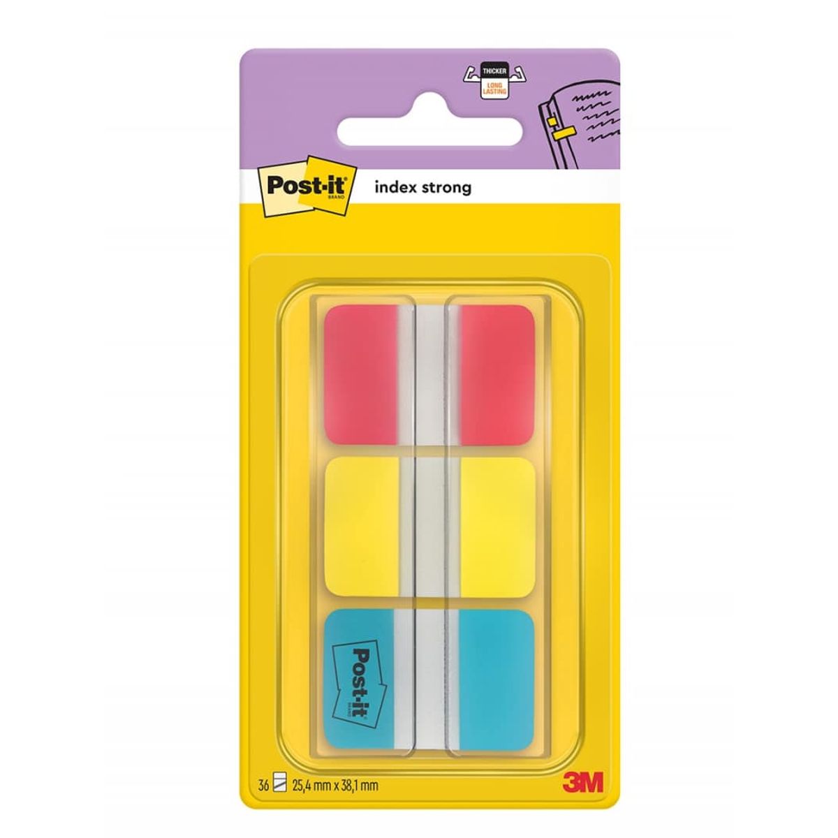 Indekseringsfaner POST-IT® til arkivering, (686-RYB), PP, stærke, 38x25,4mm, 3x22 faner, assorterede neonfarver,.