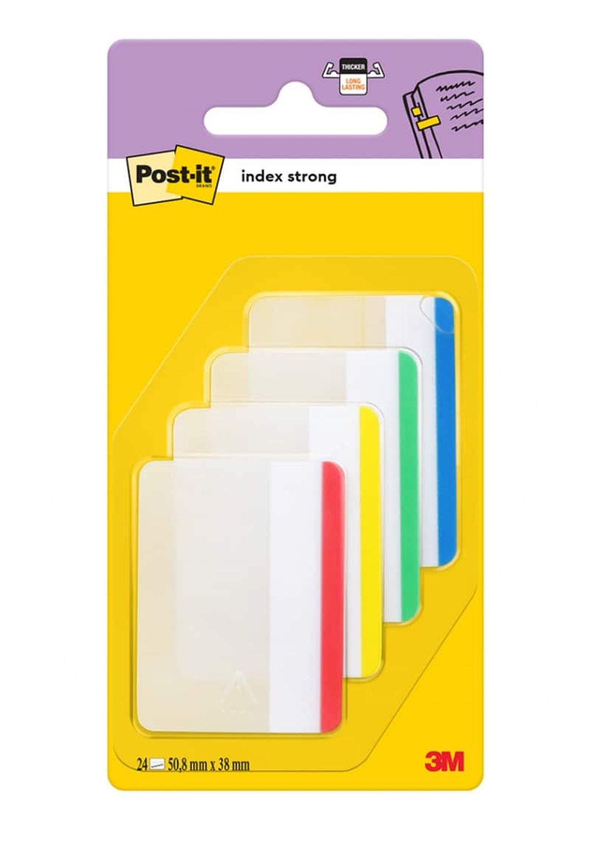 Indeksfaner POST-IT® til arkivering, (686-F1), PP, lige, 50,8x38,1mm, 4x6 faner, assorterede farver,.