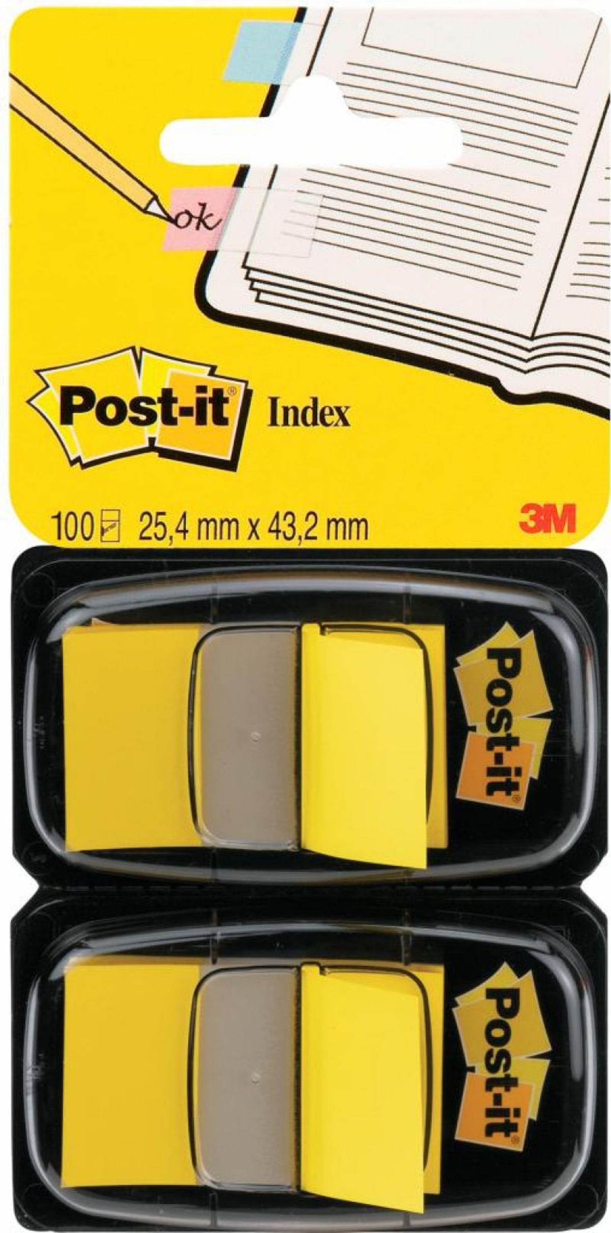 Indeksmærkater POST-IT® (680-Y2EU), PP, 25x43mm, gule, 2x50 stk.