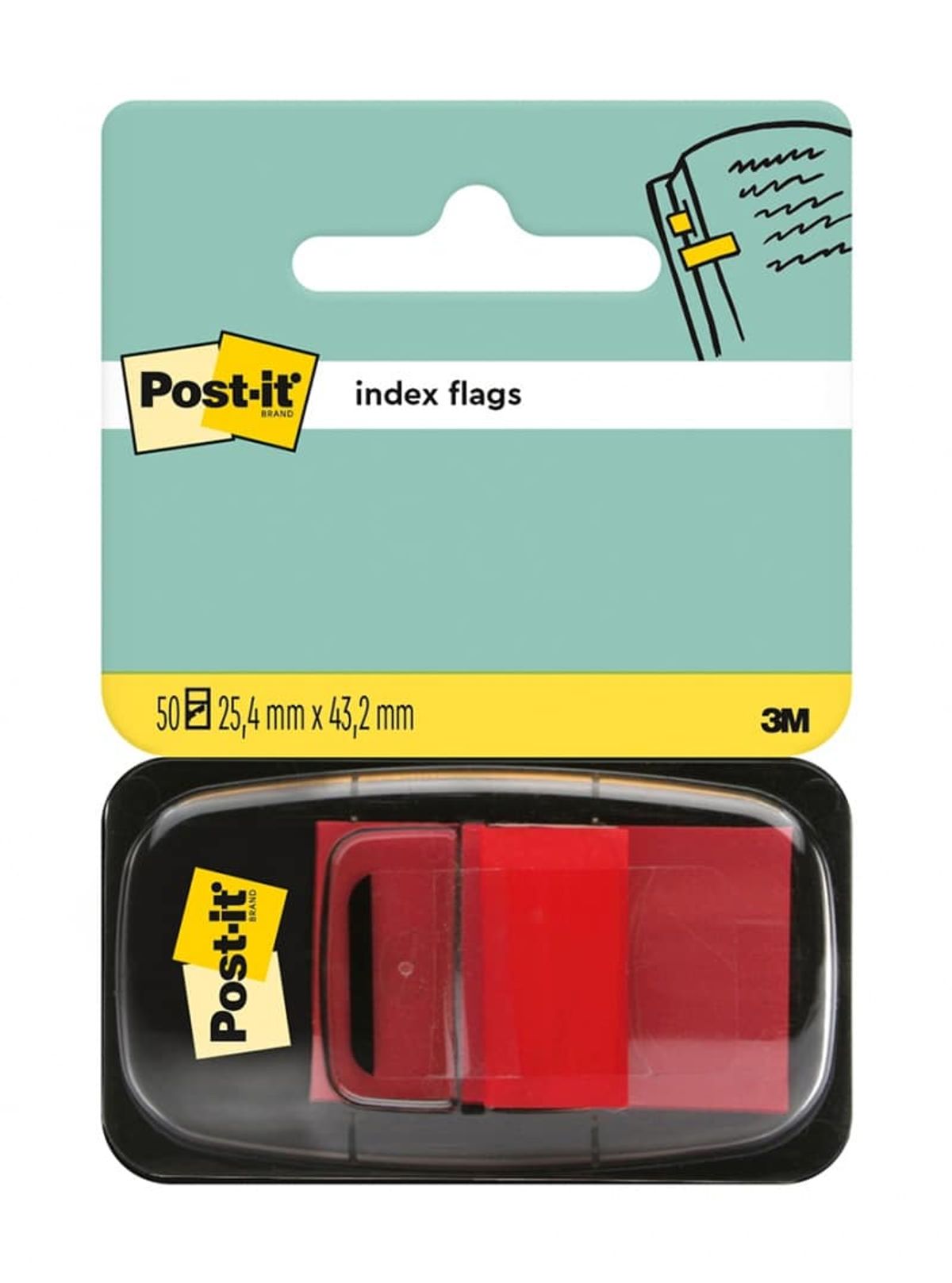 Indeksmærker POST-IT® (680-1), PP, 25x43mm, røde, 50 stk..