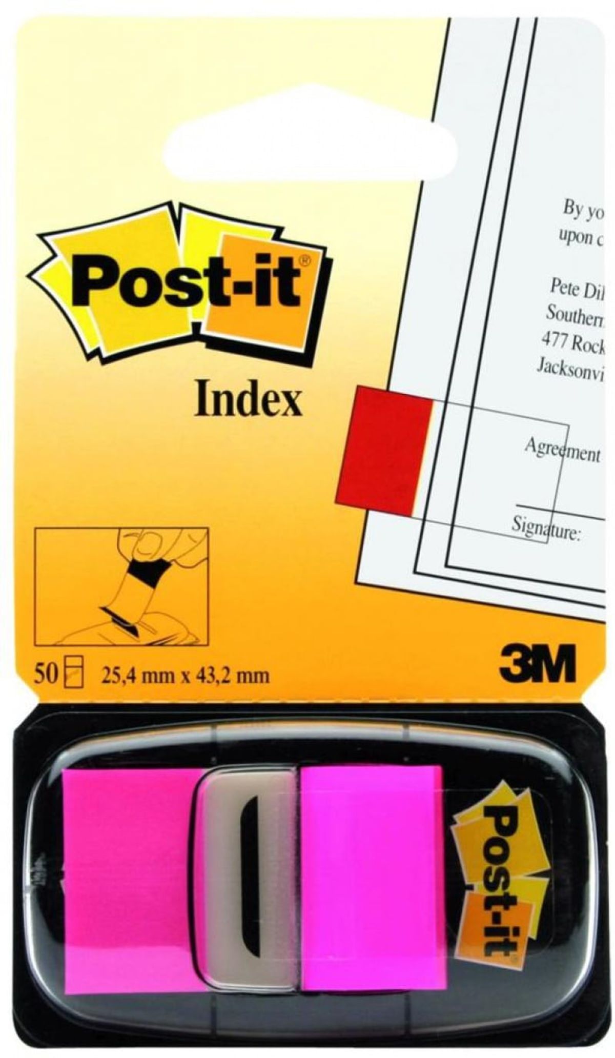 Indeksmærker POST-IT® (680-21), PP, 25x43mm, lyserød, 50 stk..