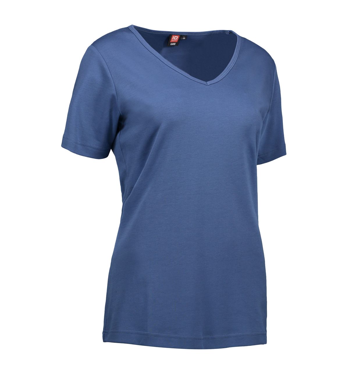 Indigo farvet dame t-shirt med v-hals - 2XL