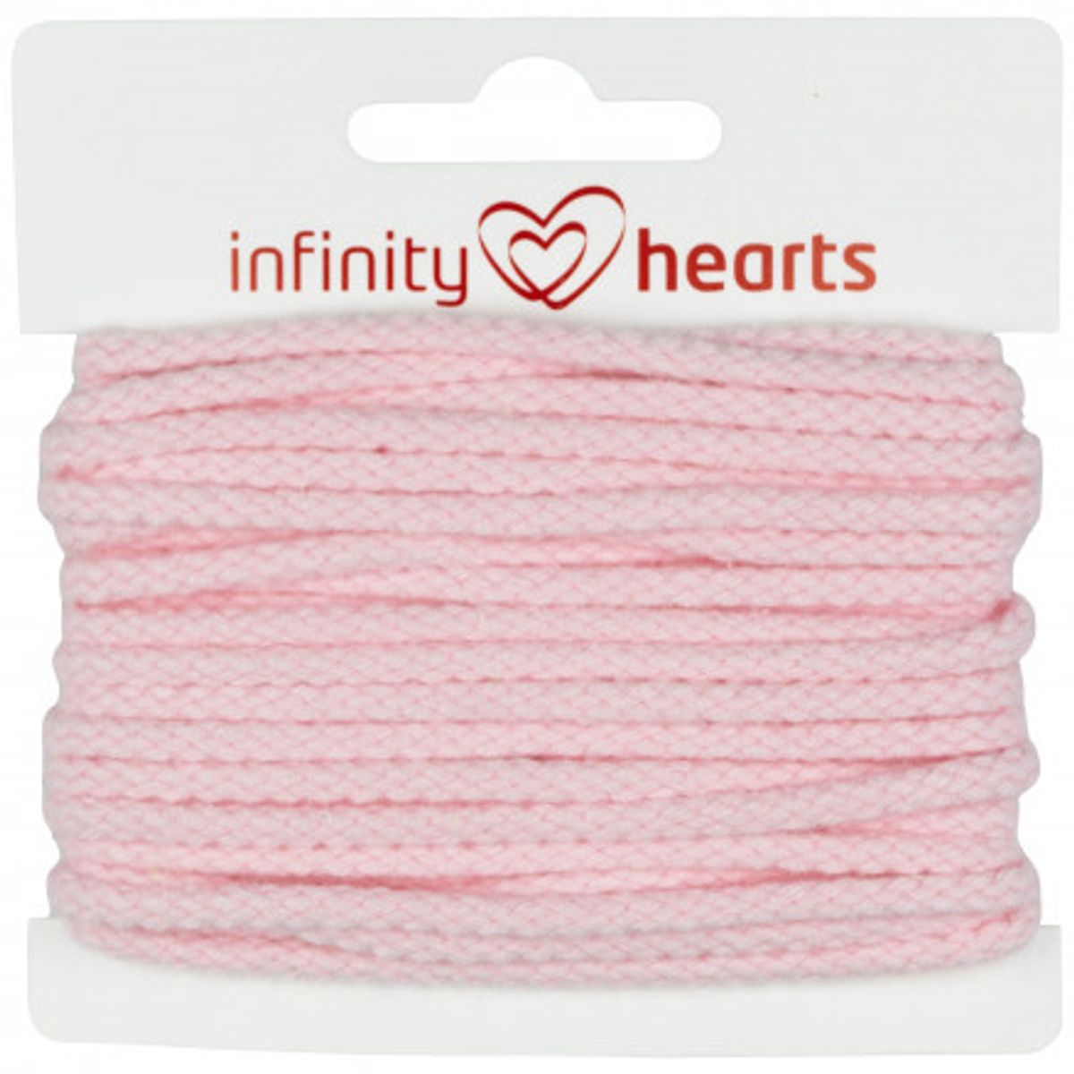 Infinity Hearts Anoraksnor Bomuld rund 3mm 500 Lys rød - 5m