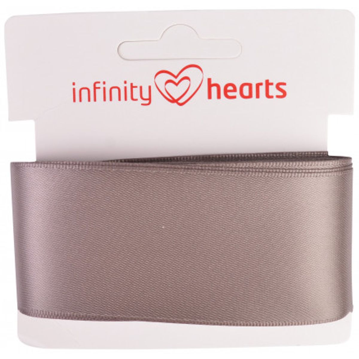 Infinity Hearts Satinbånd Dobbeltsidet 38mm 017 Grå - 5m