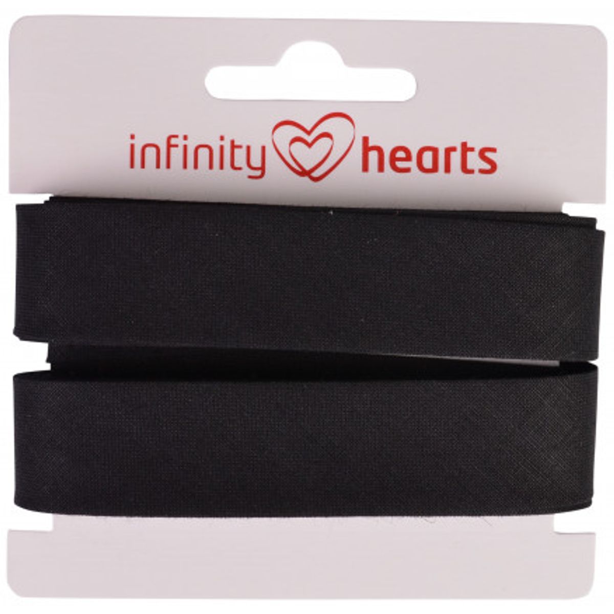 Infinity Hearts Skråbånd Bomuld 40/20mm 03 Sort - 5m