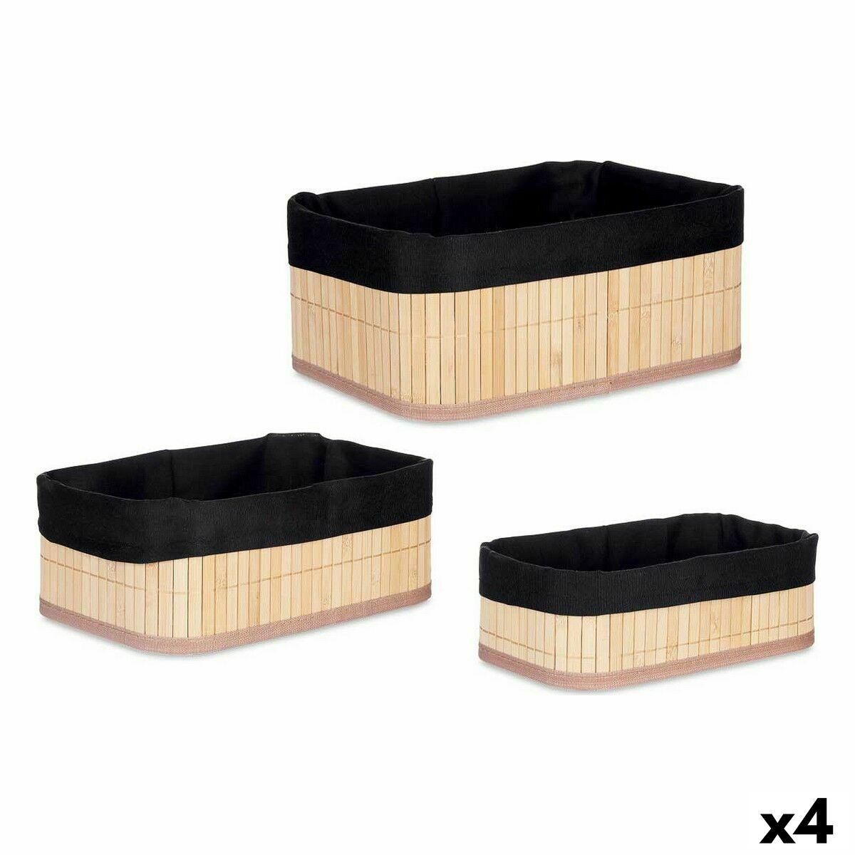 Initiativtagere Sæt Sort Natur Bambus 31 x 12 x 21 cm (4 enheder)