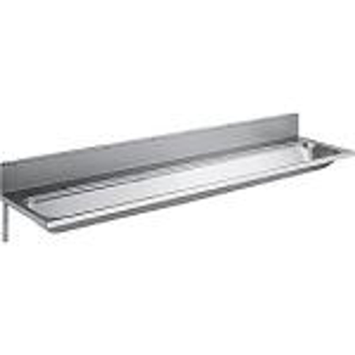 Intra Juvel vaskerende med bagplade 430x135x1800mm PV180 afl midt rustfri stål