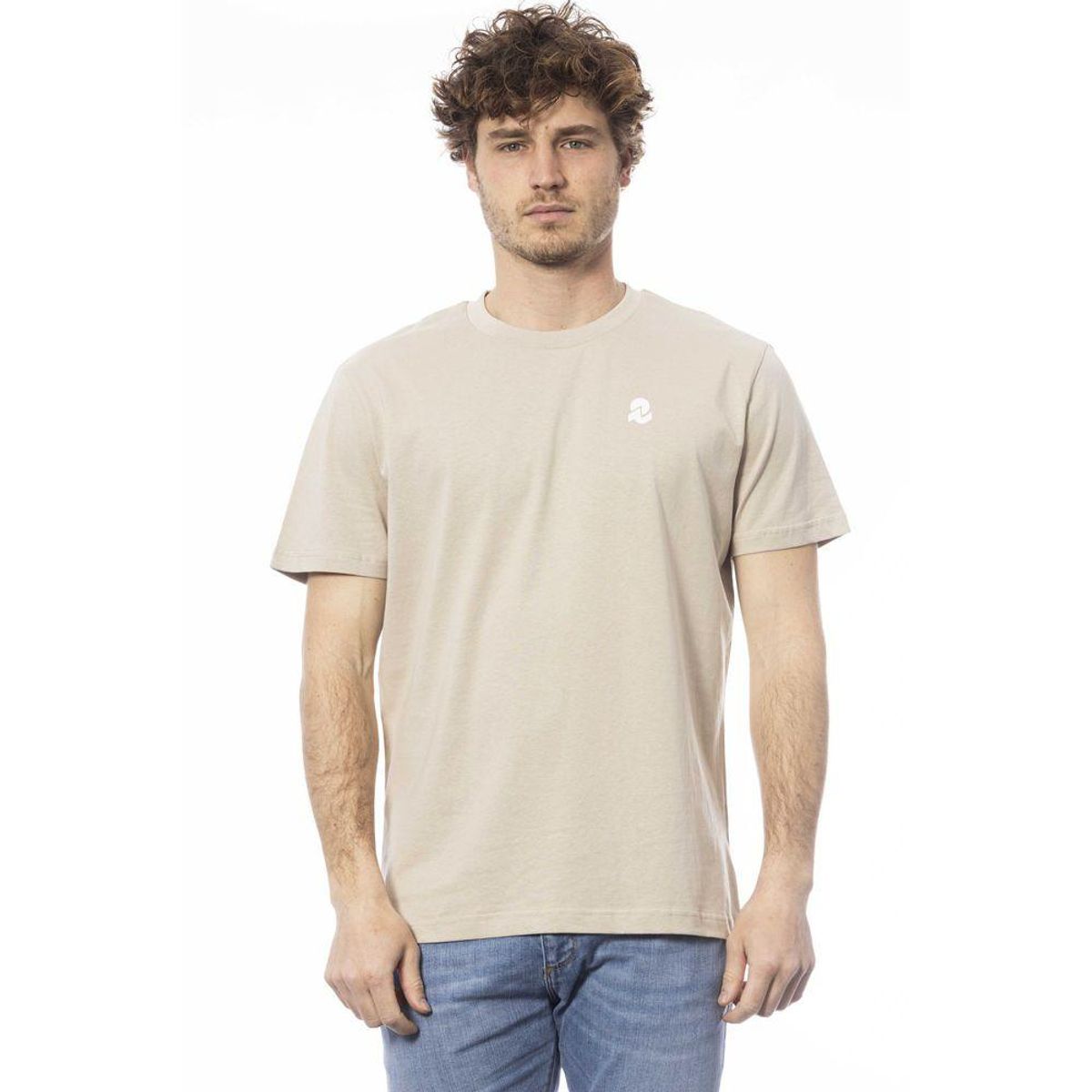 Invicta Beige Cotton Crew Neck Logo Tee