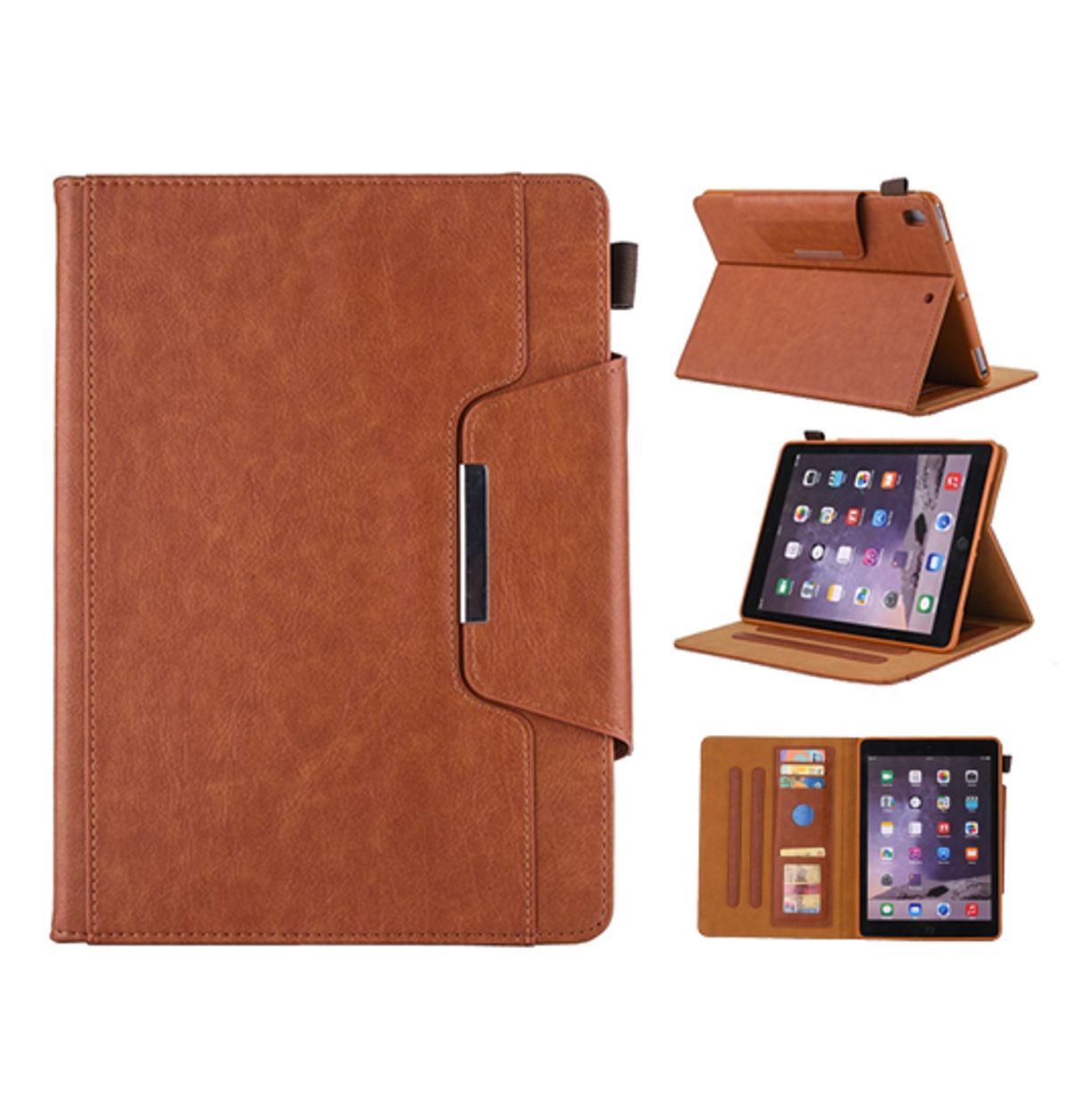 iPad 5 - 9.7" - Verona&trade; Multietui Ægte Læder Cover - Brun