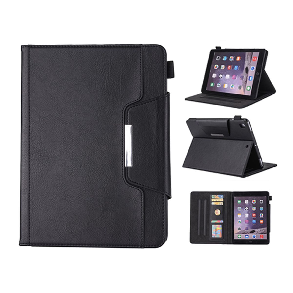 iPad 5 - 9.7" - Verona&trade; Multietui Ægte Læder Cover - Sort