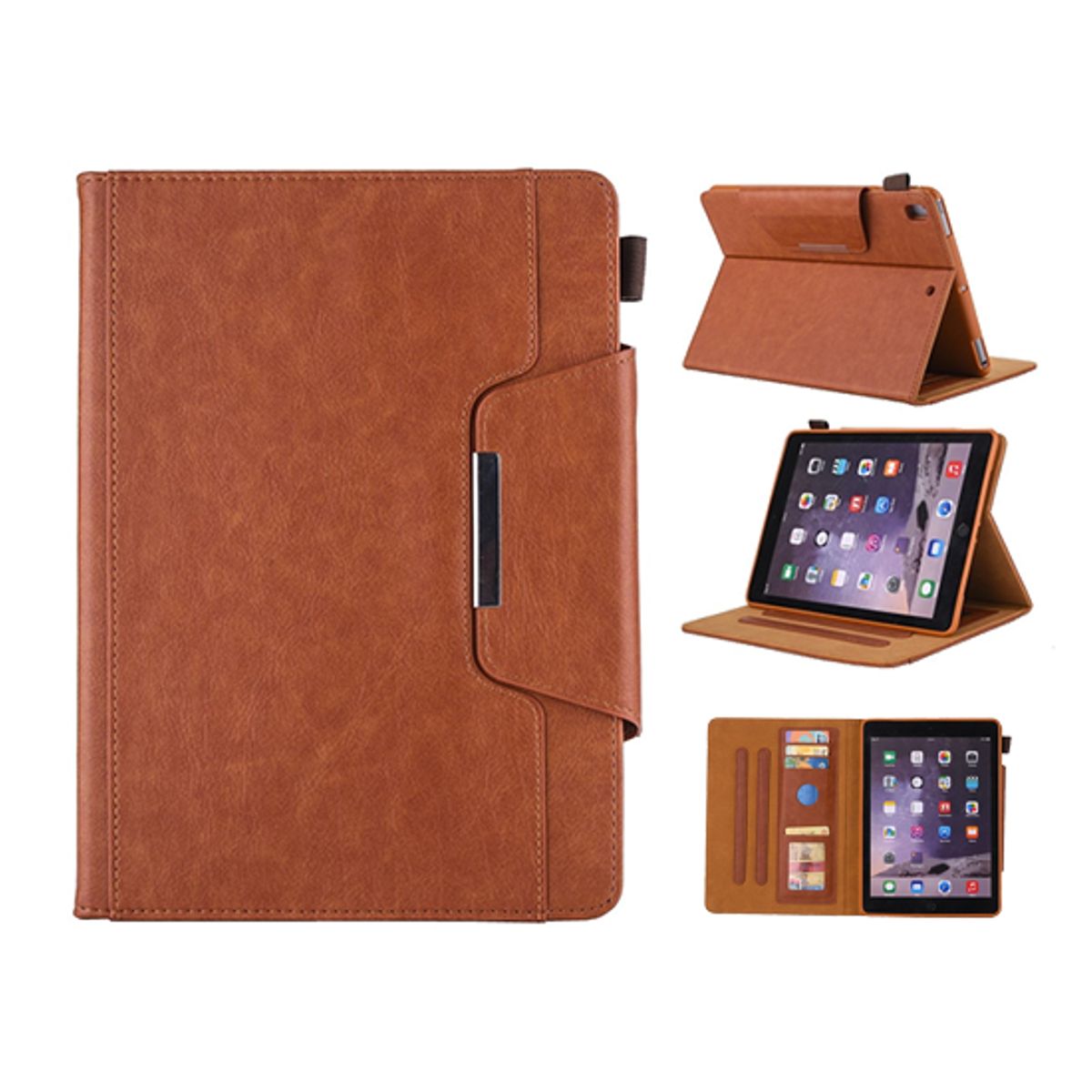 iPad 6 - 9.7" - Verona&trade; Multietui Ægte Læder Cover - Brun