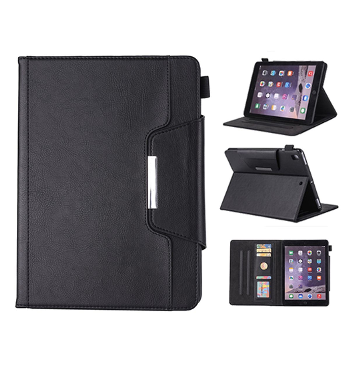 iPad 6 - 9.7" - Verona&trade; Multietui Ægte Læder Cover - Sort