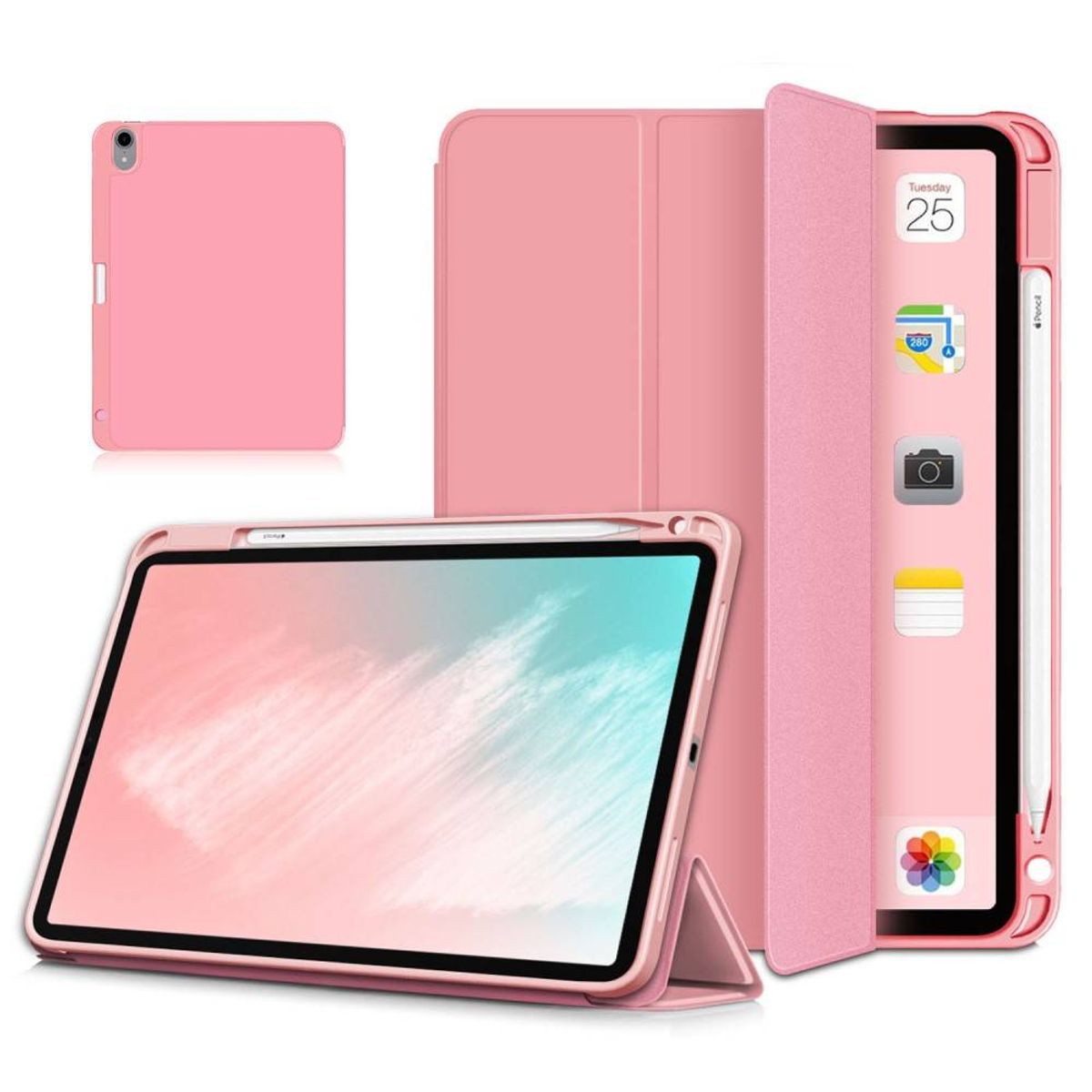 iPad Air 11 (2024) / iPad Air 10.9 (2022/2020) - Tri-Fold læder cover - Wake up/sleep funktion - Pink