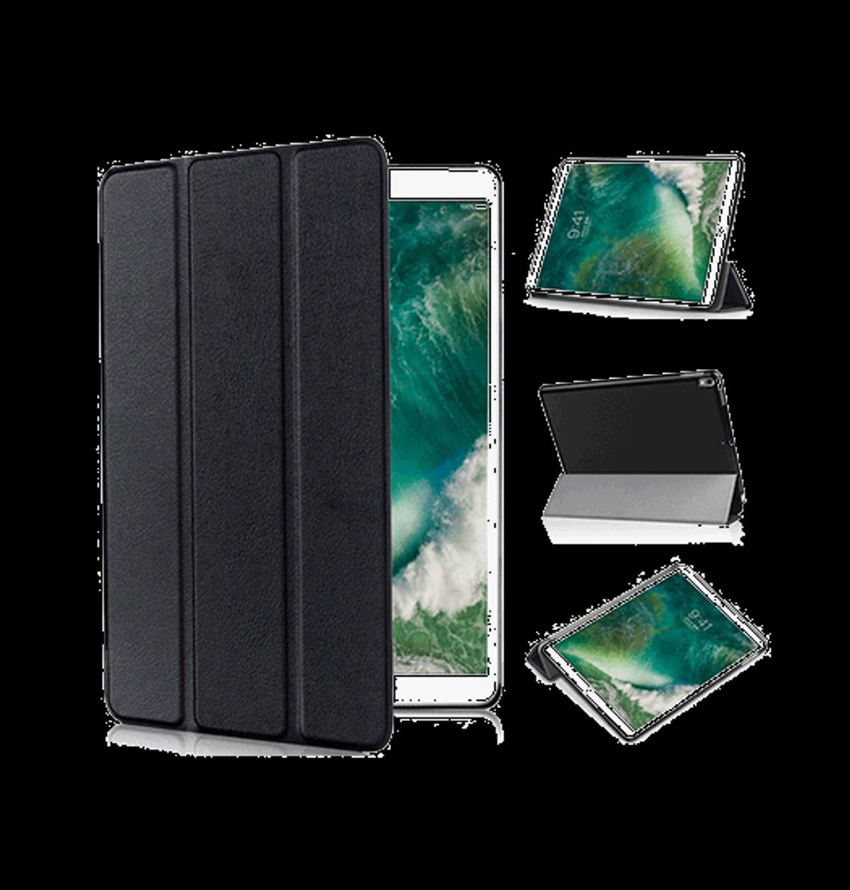 iPad Air 3 10,5" (2019) - NX Design&trade; Smart Trifold Læder Cover - Sort