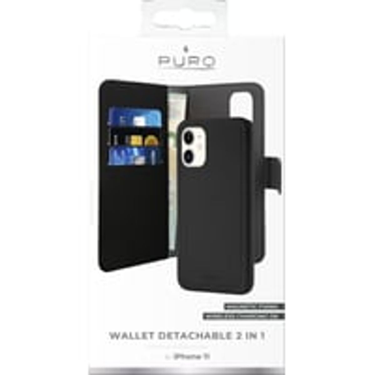 iPhone 11, EcoLeather Wallet Detachable, black