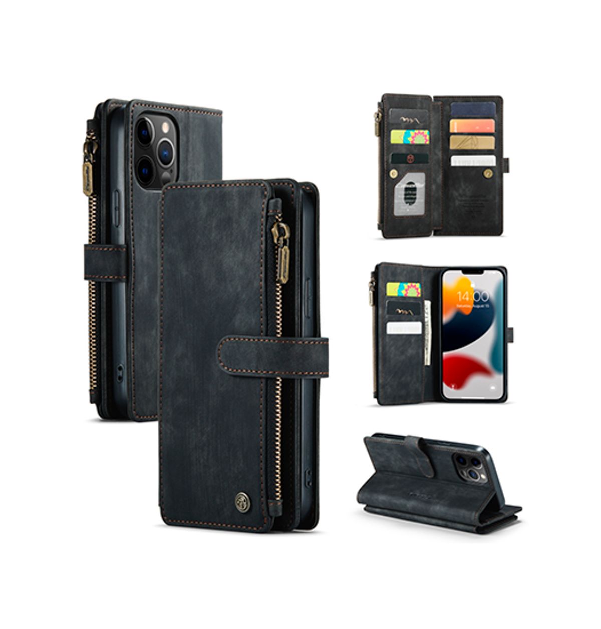 iPhone 11 Pro - CaseMe&trade; Multifunktionel Læder Etui / Pung - Sort