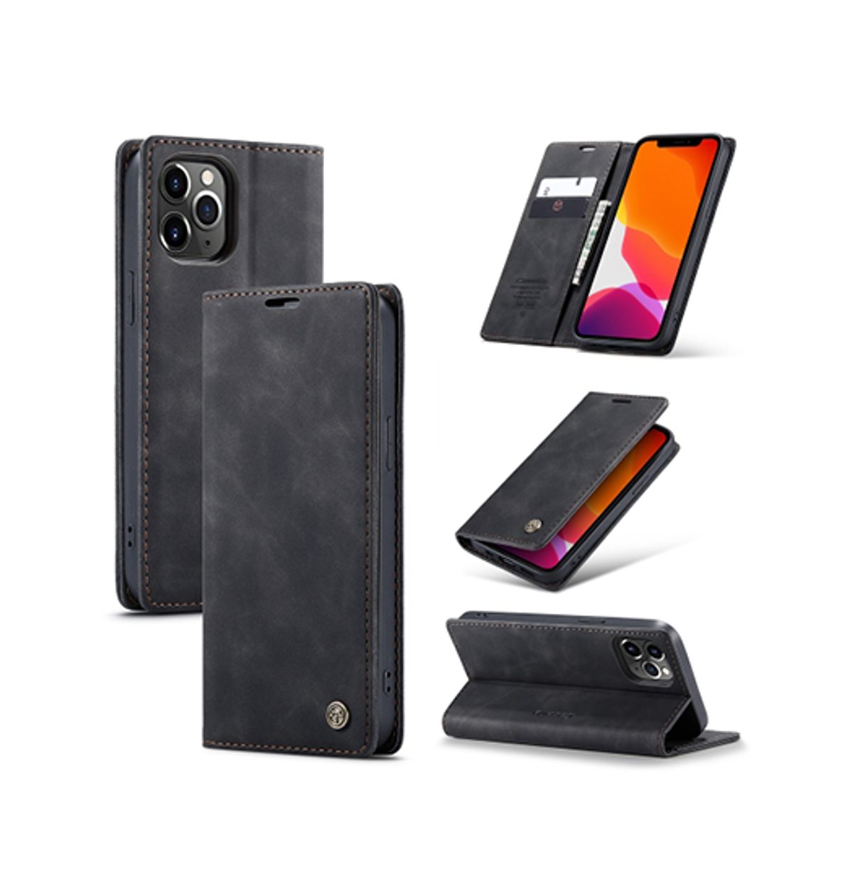 iPhone 11 Pro - CaseMe&trade; Noble Læder Etui / Pung - Sort