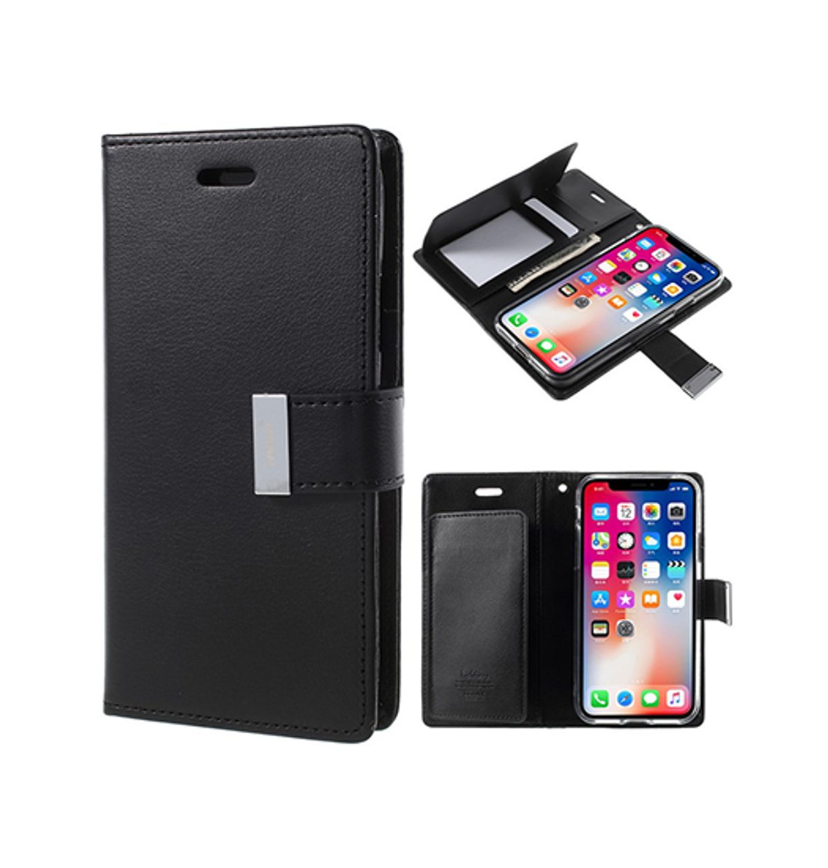 iPhone 11 Pro Max - MERCURY&trade; Fold Læder Etui M. Kortholder - Sort