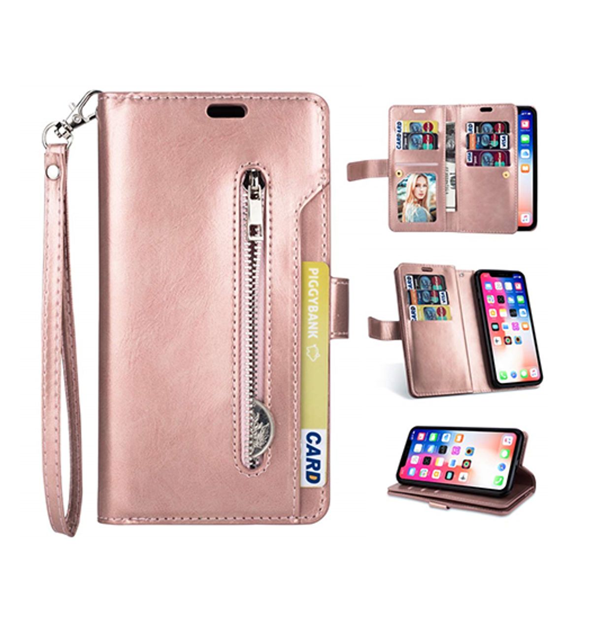 iPhone 11 Pro Max - Platinum Multi Etui M. 9 Kort Pung - Rose