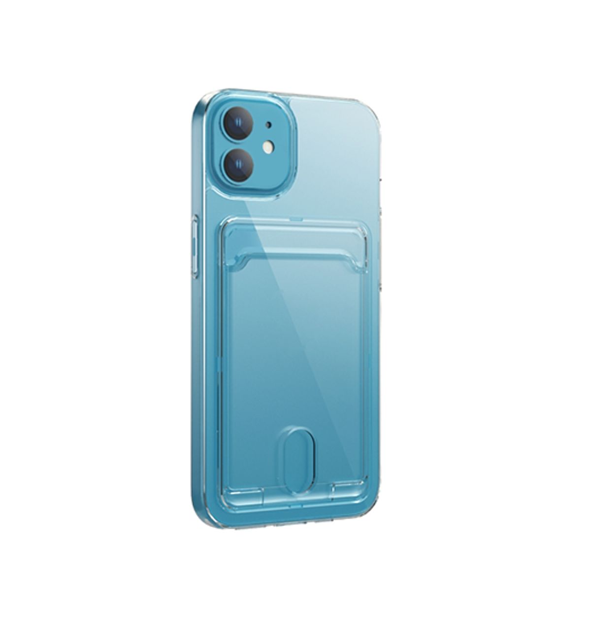 iPhone 12 - DeLX&trade; Silikone Cover Med Kortholder - Gennemsigtig