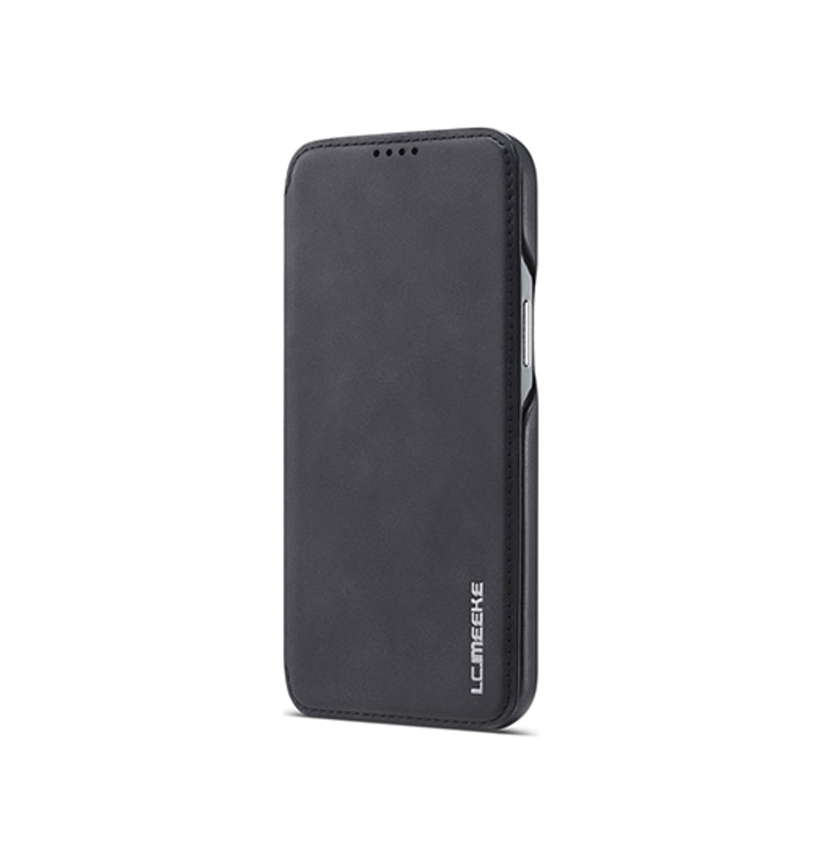 iPhone 12 - LC.IMEEKE&trade; Læder Flip Cover M. Kortholder - Sort