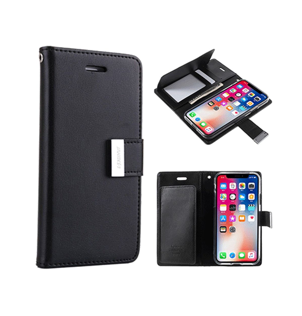 iPhone 12 Pro Max - MERCURY&trade; Fold Læder Etui M. Kortholder - Sort