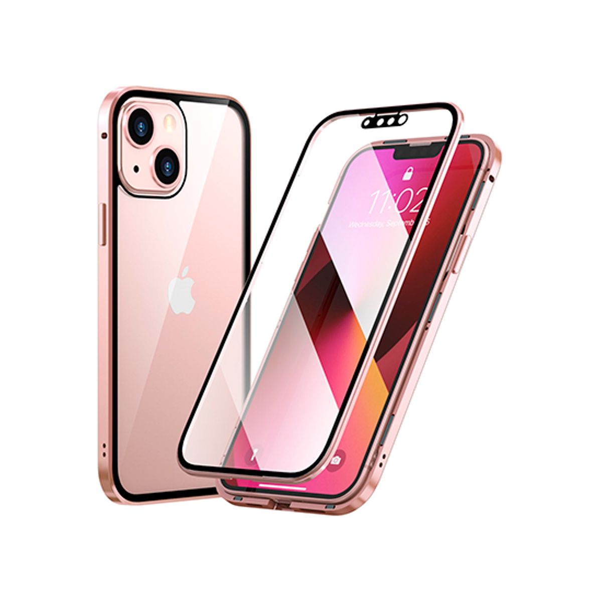 iPhone 13 - MagGuard&trade; 360 Magnetisk Cover M. Hærdet glas - Rose Gold