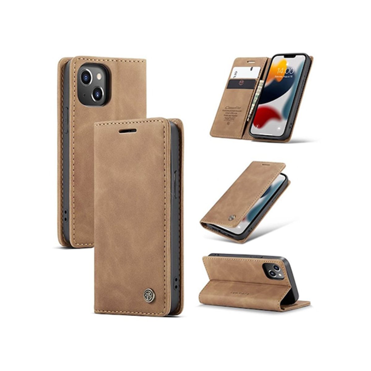 iPhone 13 Mini - CaseMe&trade; Noble Læder Etui / Pung - Brun