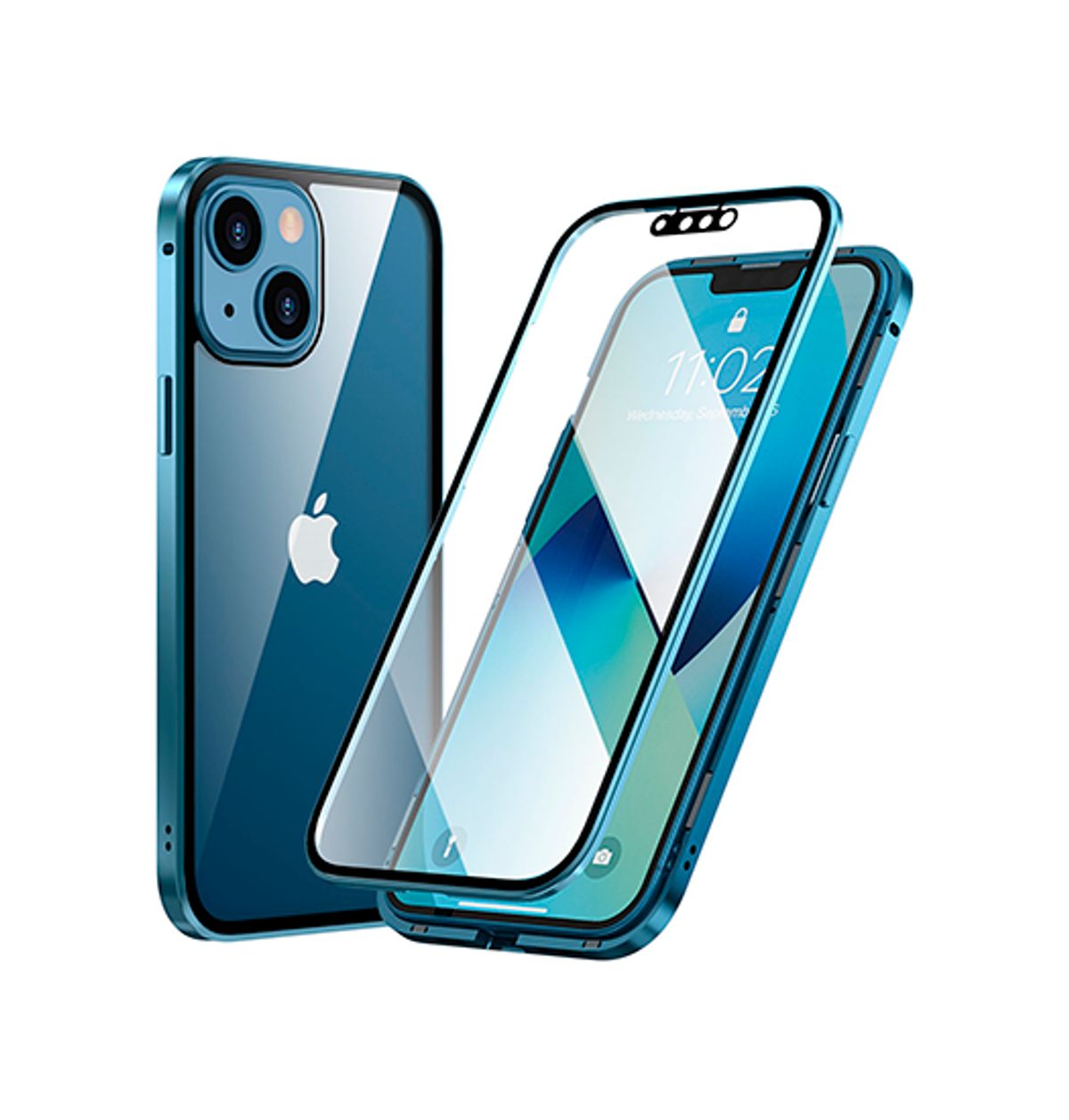 iPhone 13 Mini - MagGuard&trade; 360 Magnetisk Cover M. Hærdet glas - Sierra Blue