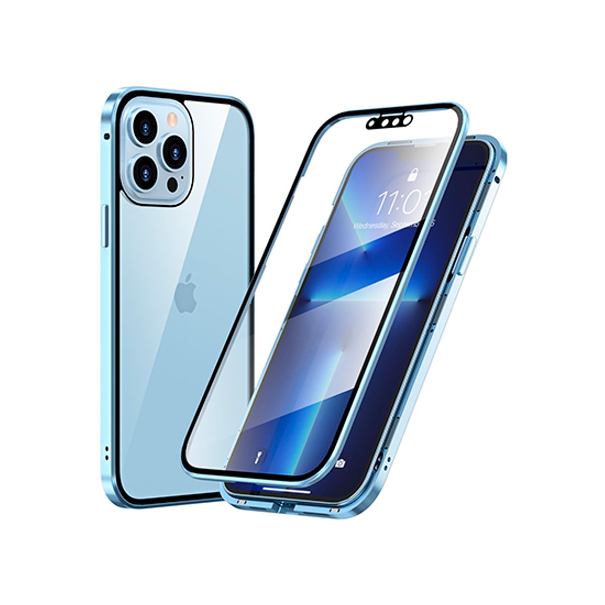 iPhone 13 Pro - MagGuard&trade; 360 Magnetisk Cover M. Hærdet glas - Sierra Blue