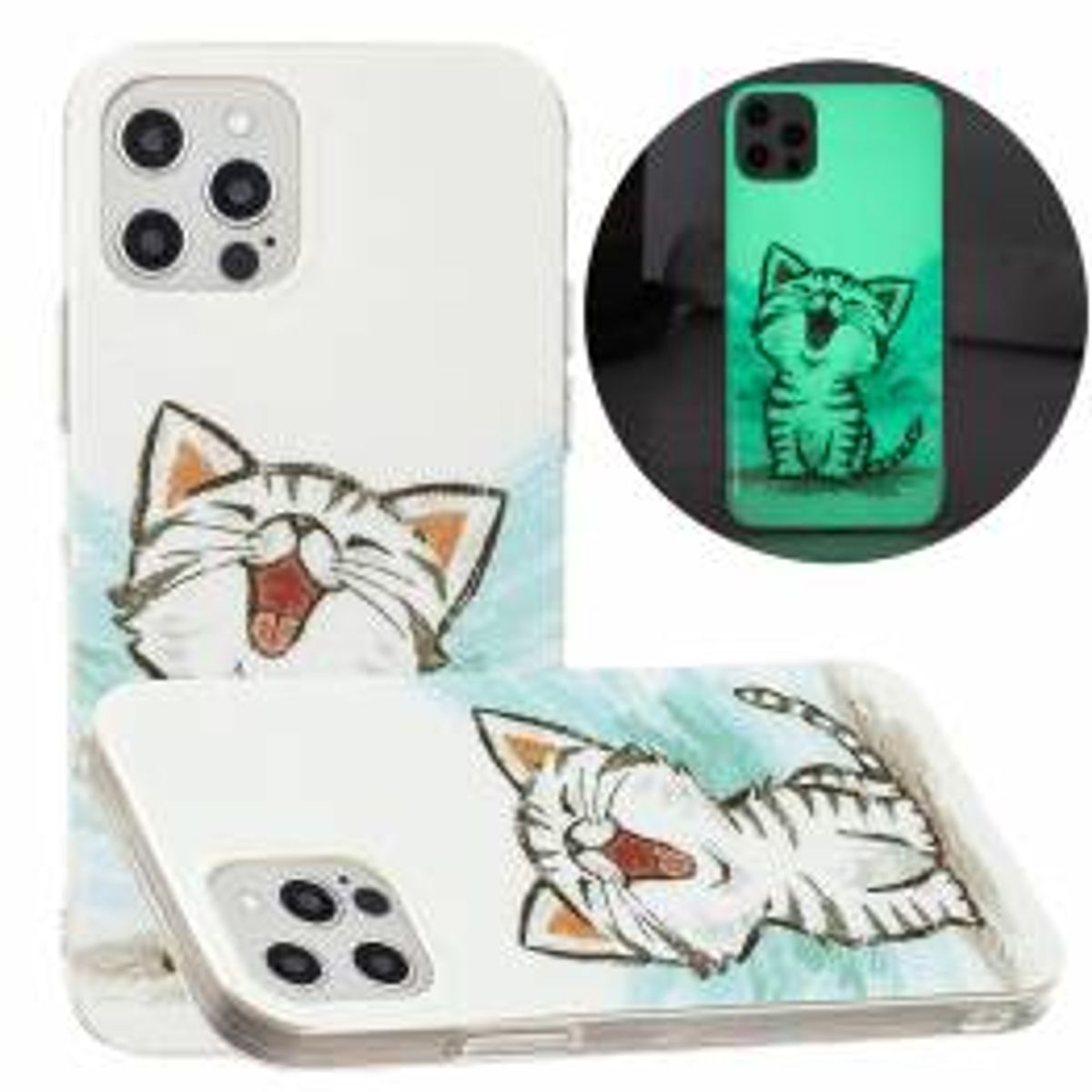 iPhone 13 Pro selvlysende cover - Glad kattekilling