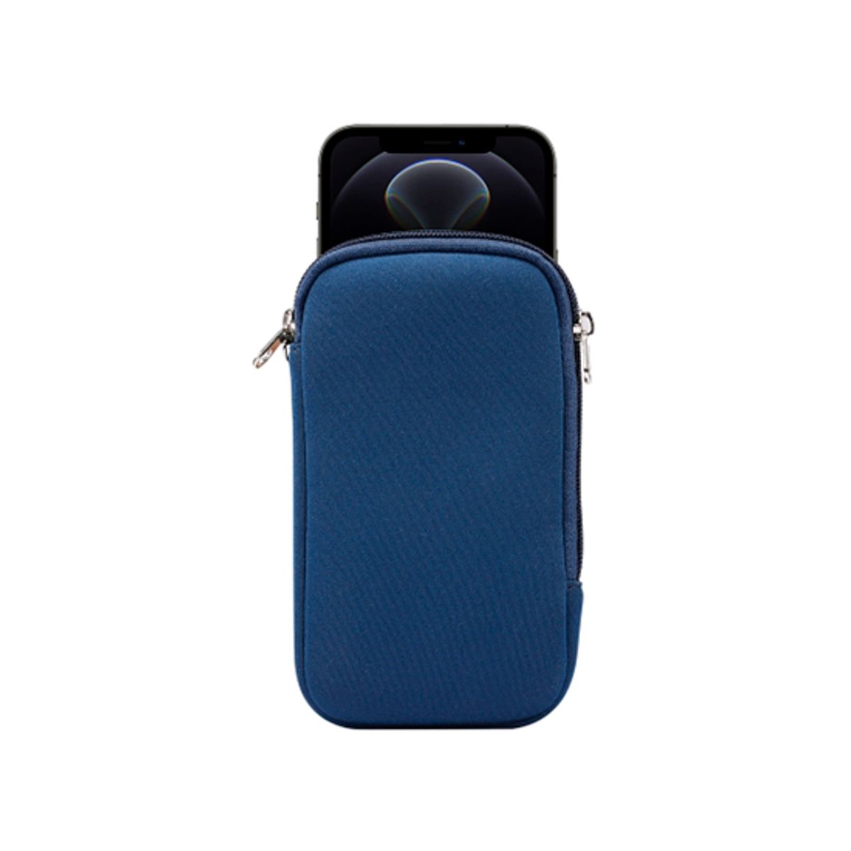 iPhone 13 - Simple Nylon Sleeve Etui M. Lynlås - Navy / Blå